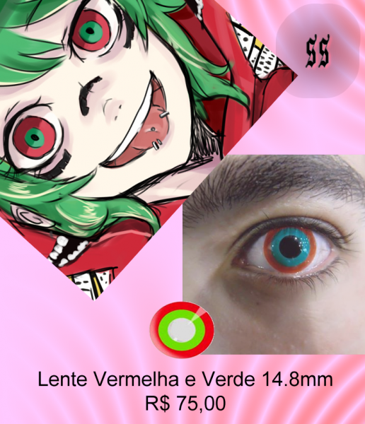 Lentes Vermelha com centro Verde